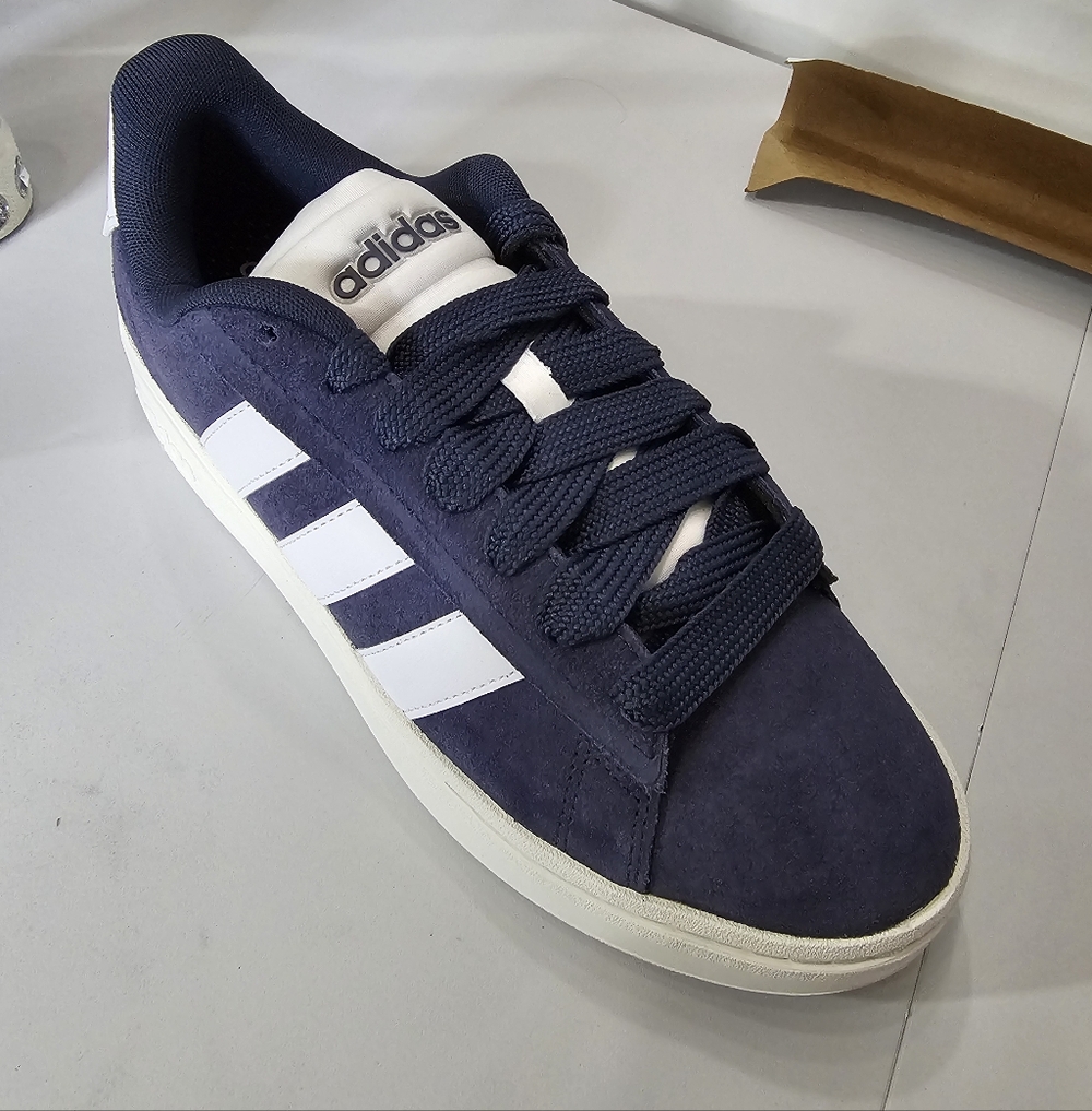Adidas Men's Dark Blue and White Sneakers